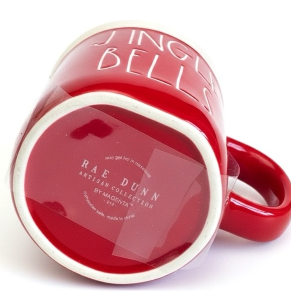 Rae Dunn Jingle Bells Red Mug with Santa Hat Lid NEW Holiday Christmas Cocoa - Picture 5 of 6